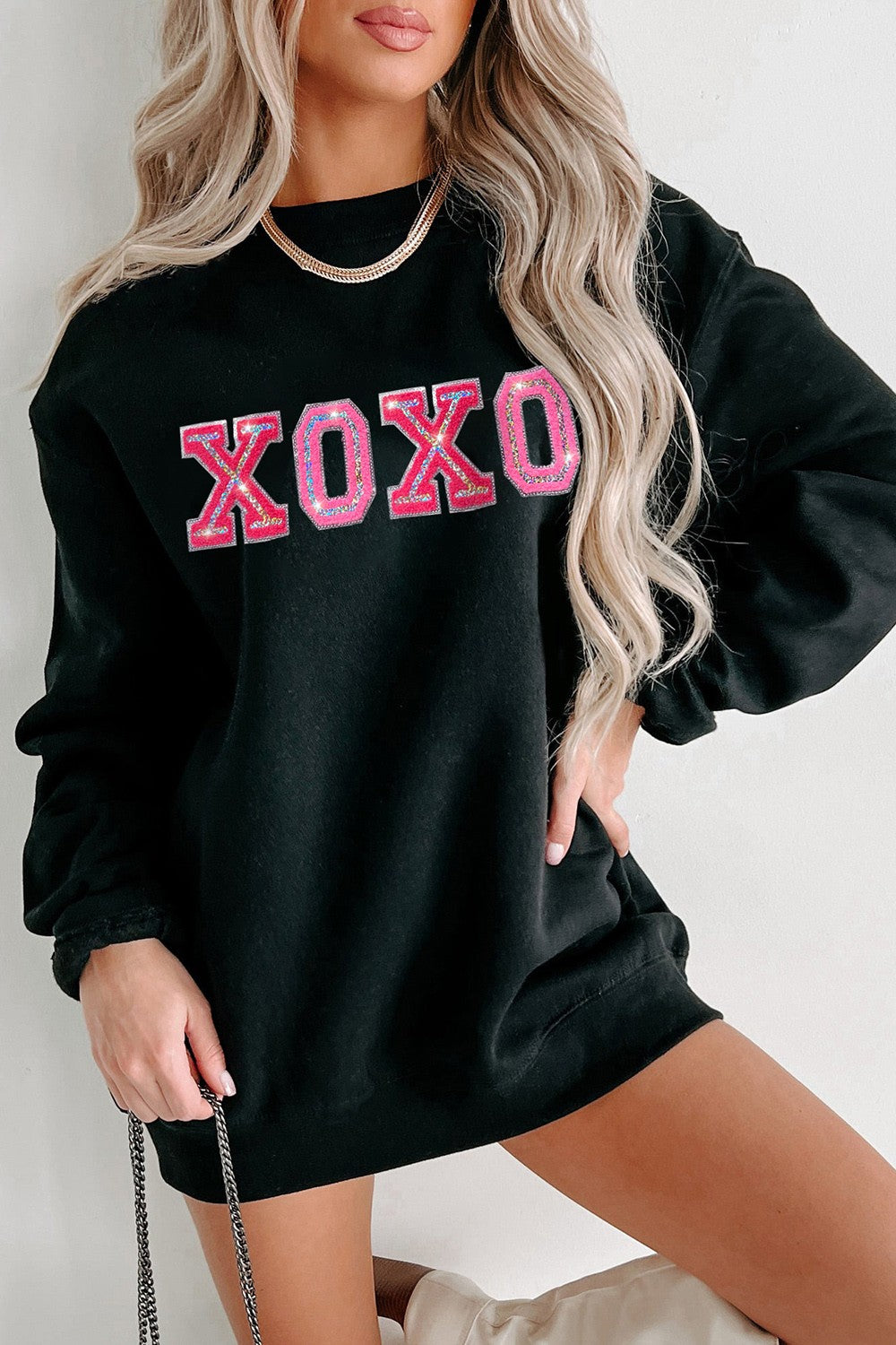 XOXO Round Neck Long Sleeve Sweatshirt