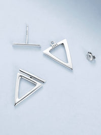 Triangle Bar Ear Jacket Earrings, 925 Sterling Silver Two Piece Stud Earrings