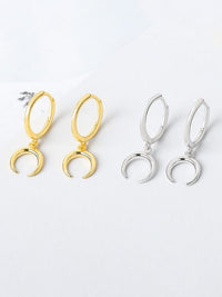 Crescent Moon Hoop Earrings, 18K Gold Plated .925 Sterling Silver Charm Huggie Earrings