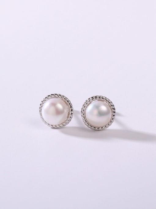 pearl stud earrings, earrings, silver earrings 
