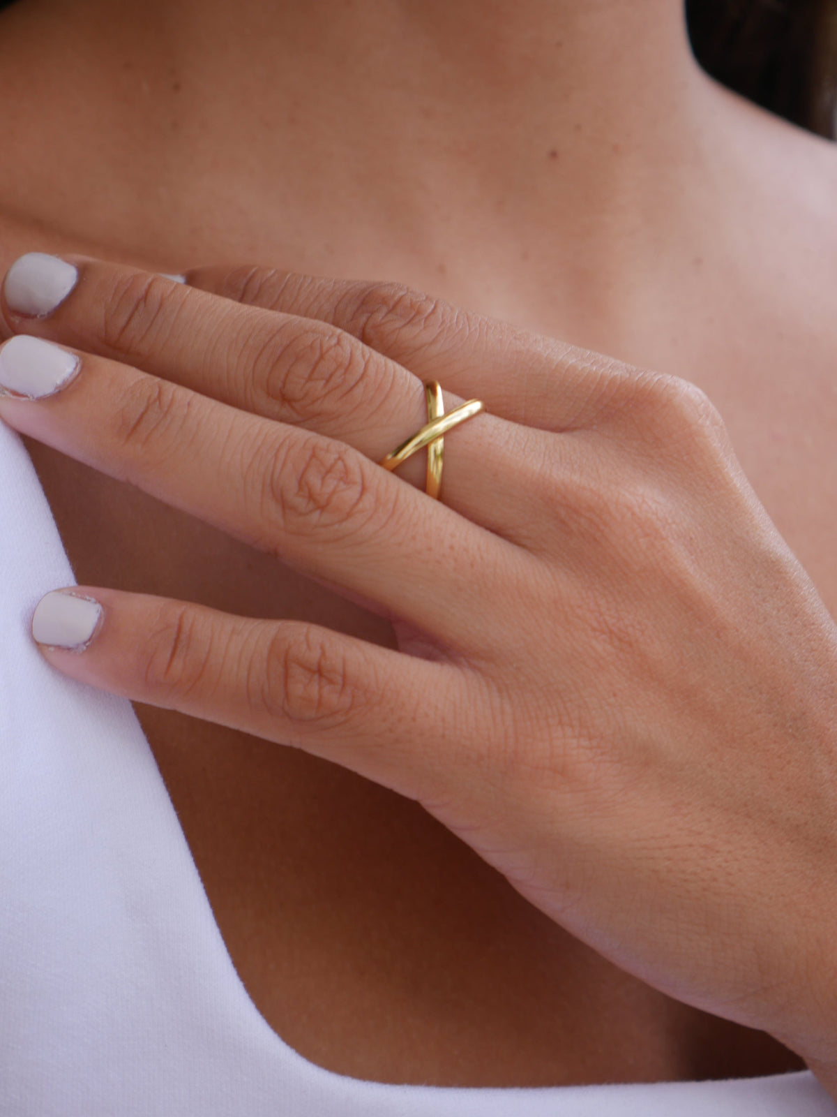 Ex Oh Ring, 18k Gold Plated .925 Sterling Silver X Ring